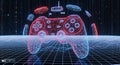 Futuristic Wireframe Game Controller on Digital Grid Royalty Free Stock Photo
