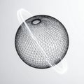 Futuristic Wireframe Planet with Orbiting Light Royalty Free Stock Photo