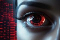 Futuristic woman eye display cyberspace concept science. AI generative