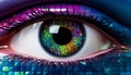 Futuristic woman eye display cyberspace concept science background Royalty Free Stock Photo