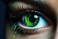 Futuristic woman eye information concept security future vision computer protection digital iris technology Royalty Free Stock Photo