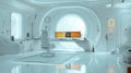 Futuristic Workspace in Spaceship Interior Design Rendering