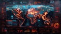 Futuristic Global Network Interface Displaying Data Visualization and Connectivity Royalty Free Stock Photo