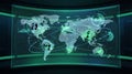 Futuristic World Map Interface Displaying Global Network Connection and Data Visualization Royalty Free Stock Photo