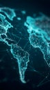 Futuristic World Map with Luminous Tech Connections Representing Global Internet Infrastructure Royalty Free Stock Photo