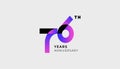 Futuristic Year Anniversary Gradient Purple Colour 76th, 76th Happy Anniversary Royalty Free Stock Photo