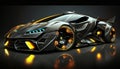 Fututristic luxury car. Isolated on a city background. UX and UI Design. Generative AI