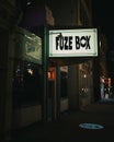 Fuze Box sign at night, Albany, New York Royalty Free Stock Photo