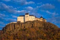 Fuzer, Hungary - The beautiful Castle of Fuzer with blue sky and clouds on an autumn morning