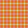 Fuzzy check seamless texture, overlayed plaid background pattern. Short vector textile fabric tartan in orange and red colors Royalty Free Stock Photo