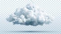 The fuzzy cumulus cloud is part of a realistic modern illustration of a weather meteo icon. The cloud is isolated on a