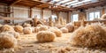 Fuzzy forms surrounded by sawdust in a studio AI Generative