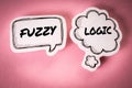 Fuzzy Logic. Communication. Two speech bubbles on a pink background