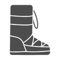 Fuzzy winter boot solid icon, Winter clothes concept, Warm shoes sign on white background, winter footwear icon in glyph