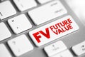 FV - Future Value acronym text button on keyboard, business concept background