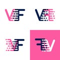 FV letters logo with accent speed in pink and drak purple