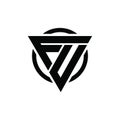 FV VF Trianagle Circle Logo Design Concept FU UF Triangle Logo