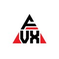 FVX triangle letter logo design with triangle shape. FVX triangle logo design monogram. FVX triangle vector logo template with red Royalty Free Stock Photo