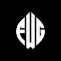 FWG circle letter logo design with circle and ellipse shape. FWG ellipse letters with typographic style. The three initials form a