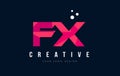 FX F X Letter Logo with Purple Low Poly Pink Triangles Concept