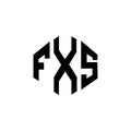 FXS letter logo design with polygon shape. FXS polygon and cube shape logo design. FXS hexagon vector logo template white and