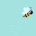 Flying bumble, honey, mason bee cartoon vector illustration graphic