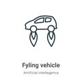 Fyling vehicle outline vector icon. Thin line black fyling vehicle icon, flat vector simple element illustration from editable Royalty Free Stock Photo