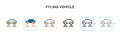 Fyling vehicle vector icon in 6 different modern styles. Black, two colored fyling vehicle icons designed in filled, outline, line Royalty Free Stock Photo