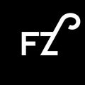 FZ letter logo design on black background. FZ creative initials letter logo concept. fz letter design. FZ white letter design on Royalty Free Stock Photo