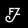 FZ letter logo design on black background. FZ creative initials letter logo concept. fz letter design. FZ white letter design on Royalty Free Stock Photo