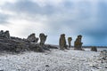 FÃÂ¥rÃÂ¶ Island in Sweden. Rauks, ancient stone formations. Column like landform. Rauks often occur in groups called
