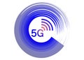5G new wireless internet wifi connection - 5 g new generation mobile network icon, vector isolated or white background Royalty Free Stock Photo