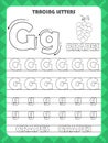 Trace letters of English alphabet and fill colors Uppercase and lowercase G. Handwriting practice for preschool kids worksheet. Royalty Free Stock Photo