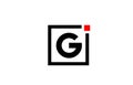 G alphabet letter logo icon in black and white. Company and business design with square and red dot. Creative corporate identity Royalty Free Stock Photo