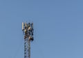 4G antenna an the roof, blue sky background, network communication Royalty Free Stock Photo