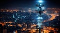 5G anthenna over big city Royalty Free Stock Photo