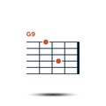 G9, Basic Guitar Chord Chart Icon Vector Template