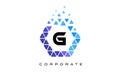 G Blue Hexagon Letter Logo with Triangles. Royalty Free Stock Photo