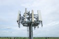 broadcast mobile 4g lte 5g antenna in a rural field in countryside