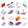 5g cellular network isometric icon set, vector isolated illustration. Wireless high speed internet. Royalty Free Stock Photo