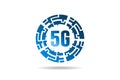 5G cellular network logo. Speed internet 5g concept. Circle 5g network.