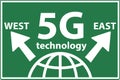 5g cellular network technology race in west and east concept Vector illustration