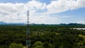 4g and 5g cellular telecommunication towers with landscape scenery of forest Royalty Free Stock Photo