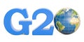 G20 concept with Earth globe, 3D rendering