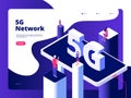 5g concept. Smartphone broadcaster 5g technology speed internet broadband fifth hotspots wifi global network Royalty Free Stock Photo