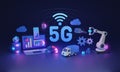 5G connectivity with high speed internet for IOT tech 3D illustration concept Royalty Free Stock Photo