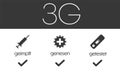3G Corona regulation notice with vector icons and text on dark grey background plus additional check icons