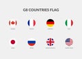 G8 countries flag icons collection Royalty Free Stock Photo