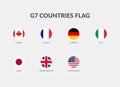 G7 countries flag icons collection Royalty Free Stock Photo