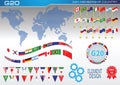 G20 countries flags or flags of the world element design